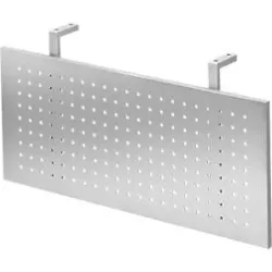 Sichtblende für Schreibtische, Metall, gelocht, silberfarben einbrennlackiert, B 800 mm