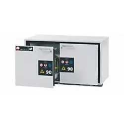 Sicherheits-Unterbauschrank Typ 90 asecos UB-S-90, 2 Schubladen, Front Lichtgrau, B 1102 x T 574 x H 600 mm