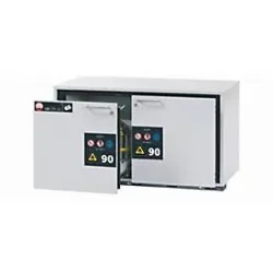 Sicherheits-Unterbauschrank Typ 90 asecos UB-S-90, 2 Schubladen, Front Lichtgrau, B 1102 x T 502 x H 600 mm