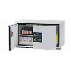 Sicherheits-Unterbauschrank Typ 90 asecos UB-ST-90, 1 Schublade, 1 Flügeltür, Anschlag links, Front Lichtgrau, B 1102 x T 502 x H 600 mm