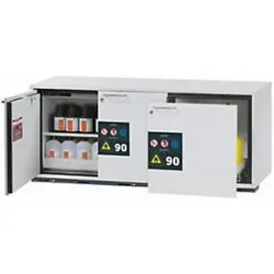 Sicherheits-Unterbauschrank Typ 90 asecos UB-ST-90, 1 Schublade, 2 Flügeltüren, Front Lichtgrau, B 1402 x T 502 x H 600 mm