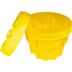Sicherheitsfass, mit UN-Zulassung 1H2/X46/S + AA10183, mit Schraubdeckelverschluss, für 76 l, ineinander stapelbar, HDPE, gelb