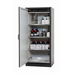 Sicherheitsschrank Typ 30 asecos Q-CLASSIC-30, Flügeltür, Anschlag links, Front asecos Silber, B 864 x T 620 x H 1947 mm