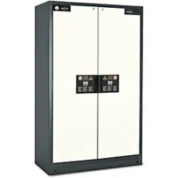 Sicherheitsschrank Typ 90 asecos, B 1200 mm, 3 Böden, reinweiss