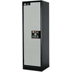 Sicherheitsschrank Typ 90 asecos, B 600 mm, Tür links, 3 Böden, lichtgrau