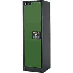 Sicherheitsschrank Typ 90 asecos, B 600 mm, Tür links, 3 Böden, resedagrün