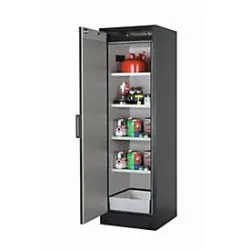 Sicherheitsschrank Typ 90 asecos Q-CLASSIC-90, Flügeltür, Anschlag links, Front asecos Silber, B 599 x T 615 x H 1953 mm