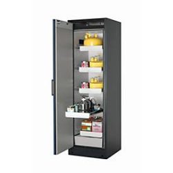 Sicherheitsschrank Typ 90 asecos Q-CLASSIC-90, Flügeltür, Anschlag links, Front Enzianblau, B 599 x T 615 x H 1953 mm