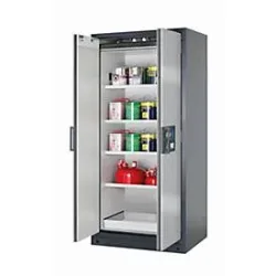 Sicherheitsschrank Typ 90 asecos Q-CLASSIC-90, Flügeltüren, Front asecos Silber, B 893 x T 615 x H 1953 mm