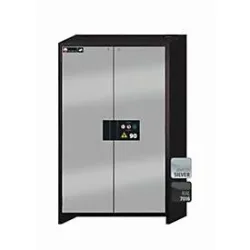 Sicherheitsschrank Typ 90 asecos Q-CLASSIC-90, Flügeltüren, Front asecos Silber, B 1193 x T 615 x H 1953 mm