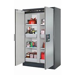 Sicherheitsschrank Typ 90 asecos Q-CLASSIC-90, Flügeltüren, Front asecos Silber, B 1193 x T 615 x H 1953 mm