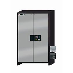 Sicherheitsschrank Typ 90 asecos Q-CLASSIC-90, Flügeltüren, Front asecos Silber, B 1193 x T 615 x H 1953 mm