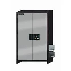 Sicherheitsschrank Typ 90 asecos Q-CLASSIC-90, Flügeltüren, Front asecos Silber, B 1193 x T 615 x H 1953 mm