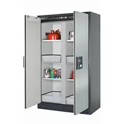 Sicherheitsschrank Typ 90 asecos Q-CLASSIC-90, Flügeltüren, Front asecos Silber, B 1193 x T 615 x H 1953 mm