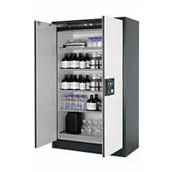 Sicherheitsschrank Typ 90 asecos Q-CLASSIC-90, Flügeltüren, Front Reinweiss, B 1193 x T 615 x H 1953 mm