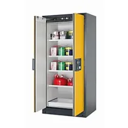 Sicherheitsschrank Typ 90 asecos Q-CLASSIC-90, Flügeltüren, Front Sicherheitsgelb, B 893 x T 615 x H 1953 mm