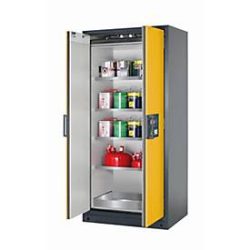 Sicherheitsschrank Typ 90 asecos Q-CLASSIC-90, Flügeltüren, Front Sicherheitsgelb, B 893 x T 615 x H 1953 mm
