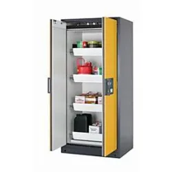 Sicherheitsschrank Typ 90 asecos Q-CLASSIC-90, Flügeltüren, Front Sicherheitsgelb, B 893 x T 615 x H 1953 mm
