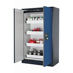 Sicherheitsschrank Typ 90 asecos Q-PEGASUS-90, Flügeltüren mit Schliess-Automatik, Einhandbedienung, Front Enzianblau, B 1193 x T 615 x H 1953 mm