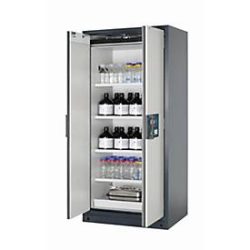 Sicherheitsschrank Typ 90 asecos Q-PEGASUS-90, Flügeltüren mit Schliess-Automatik, Einhandbedienung, Front Lichtgrau, B 893 x T 615 x H 1953 mm