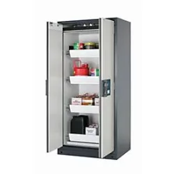 Sicherheitsschrank Typ 90 asecos Q-PEGASUS-90, Flügeltüren mit Schliess-Automatik, Einhandbedienung, Front Lichtgrau, B 893 x T 615 x H 1953 mm