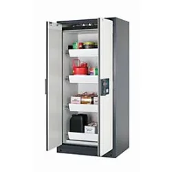 Sicherheitsschrank Typ 90 asecos Q-PEGASUS-90, Flügeltüren mit Schliess-Automatik, Einhandbedienung, Front Reinweiss, B 893 x T 615 x H 1953 mm