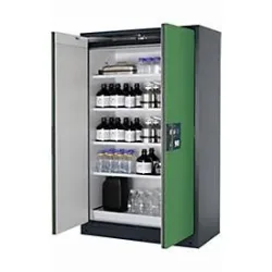 Sicherheitsschrank Typ 90 asecos Q-PEGASUS-90, Flügeltüren mit Schliess-Automatik, Einhandbedienung, Front Resedagrün, B 1193 x T 615 x H 1953 mm