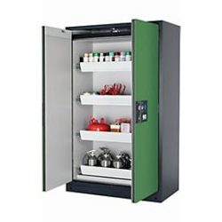 asecos® Brandschutzschrank Q-PEGASUS/Typ 90, 4 Auszugswannen, HxBxT 1.953 x 1.193 x 615 mm, resedagrün