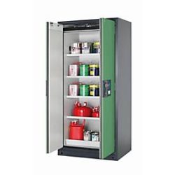 Sicherheitsschrank Typ 90 asecos Q-PEGASUS-90, Flügeltüren mit Schliess-Automatik, Einhandbedienung, Front Resedagrün, B 893 x T 615 x H 1953 mm