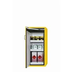 Sicherheitsschrank Typ 90 asecos S-CLASSIC-90, Flügeltür mit Türfeststellanlage, Anschlag links, Front Sicherheitsgelb, B 596 x T 616 x H 1298 mm