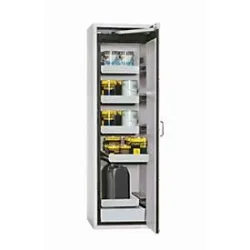 Sicherheitsschrank Typ 90 asecos S-CLASSIC-90, Flügeltür mit Türfeststellanlage, Anschlag rechts, Front Lichtgrau, B 596 x T 616 x H 1968 mm