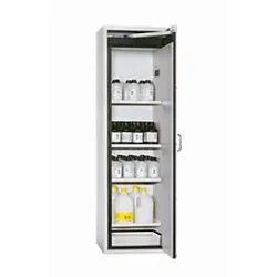 Sicherheitsschrank Typ 90 asecos S-CLASSIC-90, Flügeltür mit Türfeststellanlage, Anschlag rechts, Front Lichtgrau, B 596 x T 616 x H 1968 mm