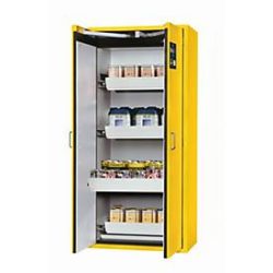 Sicherheitsschrank Typ 90 asecos S-CLASSIC-90, Flügeltüren mit Türfeststellanlage, Front Sicherheitsgelb, B 896 x T 616 x H 1968 mm