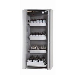 Sicherheitsschrank Typ 90 asecos S-PHOENIX-90, Flügel- und Falttüren mit Türfeststellanlage, Front Lichtgrau, B 896 x T 616 x H 1968 mm