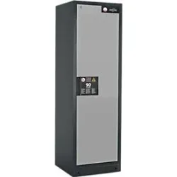 Sicherheitsschrank Typ 90, B 600 mm, Tür rechts, 4 Auszüge, asecos Silber