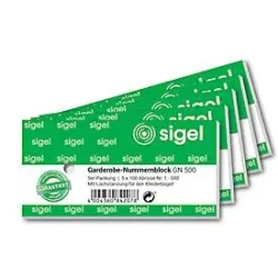 SIGEL Garderobe-Nummernblock GN500 num.1-500,2fbg,sort,5x100 BL