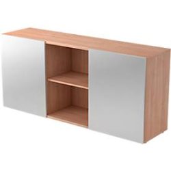 Aktenschrank Office Braun/Silber Holz 160 cm 42 cm 74.8 cm - Farbe: Nussbaum Dekor, Silber - Material: Holzwerkstoff - Aktenschrank