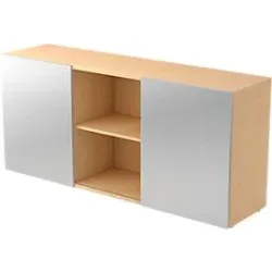 Aktenschrank Office Braun/Silber Holz 160 cm 42 cm 74.8 cm - Farbe: Ahorn Dekor, Silber - Material: Holzwerkstoff - Aktenschrank