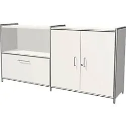 Sideboard Toledo, abschliessbar, Schub + Regalfach, 2 OH, Flügeltüren, B 1580 x T 380 mm, weiss