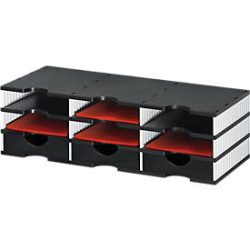 Sortierstation Set Styro styrodoc Trio, 9 Fächer, weiss-schwarz/schwarz