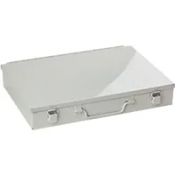 Sortimentskoffer ADB, leer, 24-fache Einteilung, abschliessbar, mit Griff, B 330 x T 230 x H 50 mm, Stahl & ABS-Kunststoff, lichtgrau RAL 7035