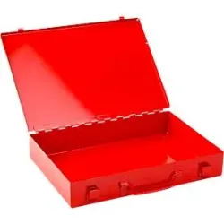 Sortimentskoffer ADB, leer, 24-fache Einteilung, abschliessbar, mit Griff, B 330 x T 230 x H 50 mm, Stahl & ABS-Kunststoff, verkehrsrot RAL 3020