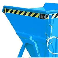 Späne-Kippmulde Bauer SKS 400, Stahl, blau, B 1220 x T 1050 x H 1115 mm, 400 l, bis 1000 kg, Rollen, Ablasshahn, Manuelle Kippvorrichtung