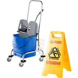 Sparset Reinigungswagen, 27 Liter + Gratis Aufsteller 