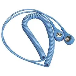 Spiralkabel Bedrunka+Hirth, für die Personenerdung, 2 x 10 mm Druckknöpfe, hochelastisch, Länge 2,4 m, blau