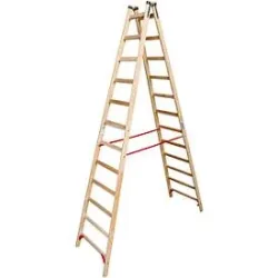 KRAUSE® STABILO Holz-Sprossenleiter, 2-seitig begehbar, Standhöhe 2,55 m