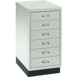 SSI Schubladenschrank DIN A3, 6 Schübe, 675 mm hoch, lichtgrau