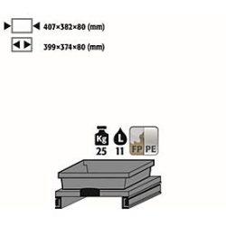 Tablarauszug für asecos Sicherheitsschränke der K90 Serie, FP-Platte/Polypropylen, grau, B 407 x T 382 x H 80 mm, 11 l, bis 25 kg