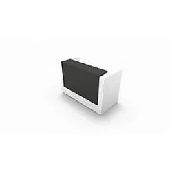 Theke Spezia, gerade, B 1660 x T 880 x H 1130 mm, weiss/Leder grau