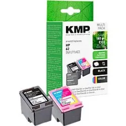 KMP Kompatibel HP 62 Tintenpatrone N9J71AE Schwarz, Cyan, Magenta, Gelb Multipack 2 Stück